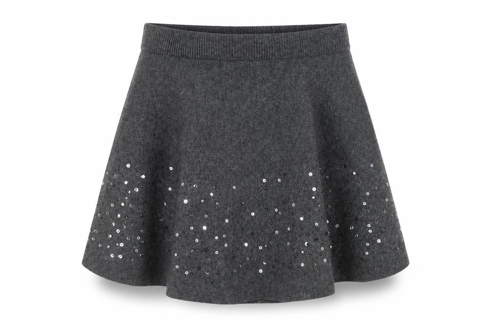 Primark Girls Grey Polyester Skater Skirt Size 5-6 Years Regular Pull On