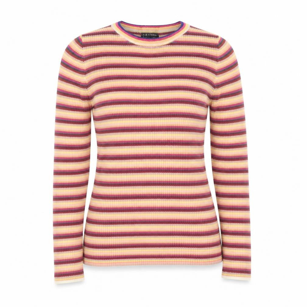 New Look Womens Multicoloured Round Neck Striped Polyester Pullover Jumper Size 12