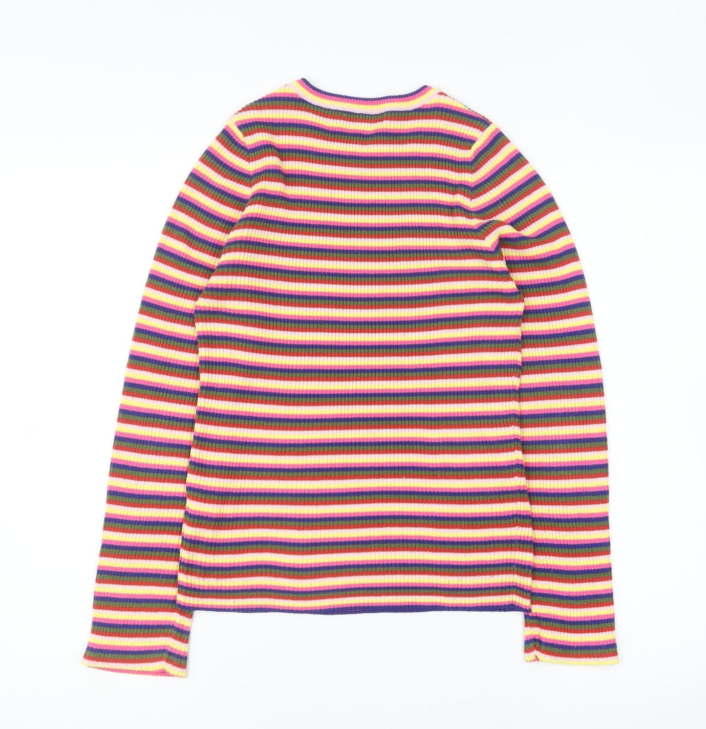 New Look Womens Multicoloured Round Neck Striped Polyester Pullover Jumper Size 12