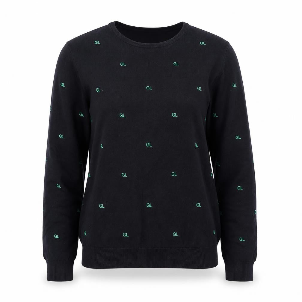 Galeries Lafayette Womens Blue Round Neck Geometric Cotton Pullover Jumper Size S