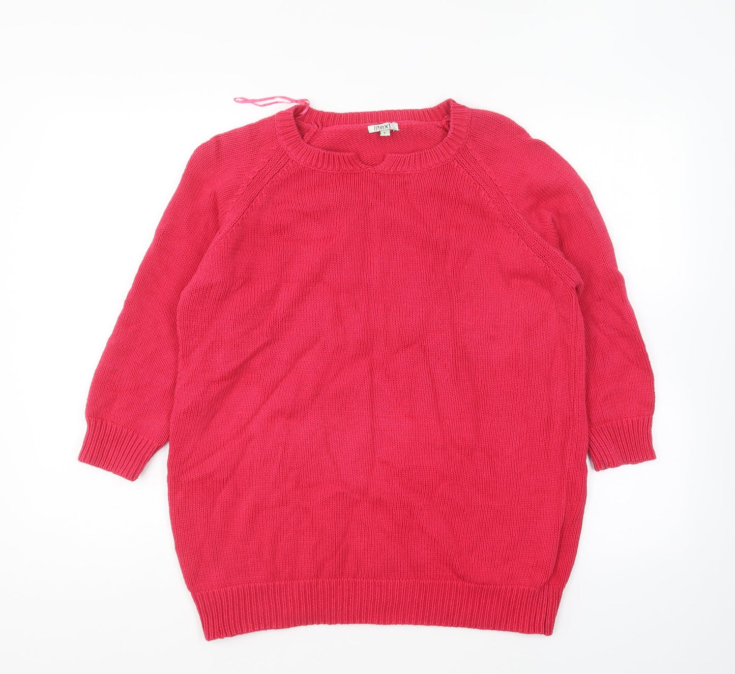 NEXT Womens Pink V-Neck Cotton Pullover Jumper Size L