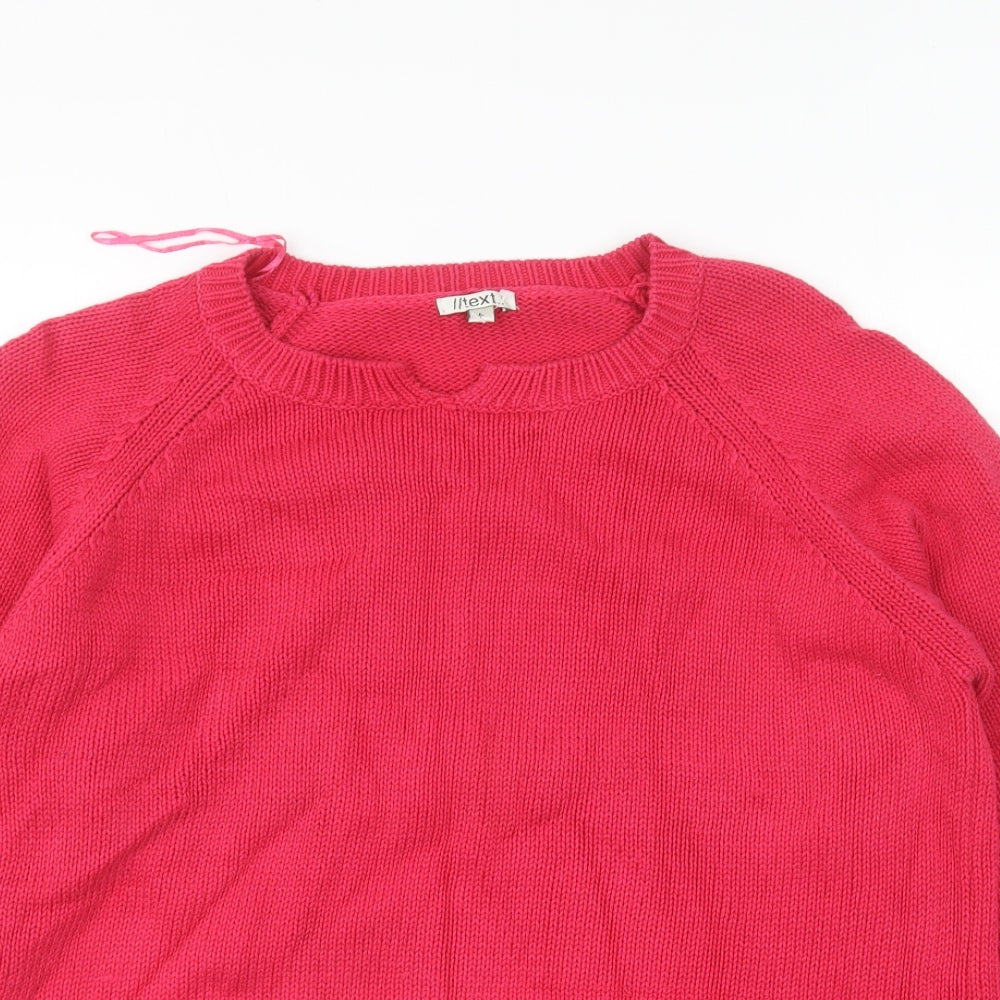 NEXT Womens Pink V-Neck Cotton Pullover Jumper Size L