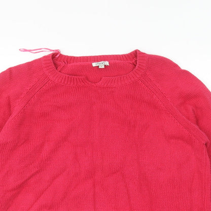 Next Womens Pink V-Neck Cotton Pullover Jumper Size L