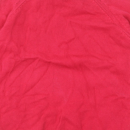 Next Womens Pink V-Neck Cotton Pullover Jumper Size L