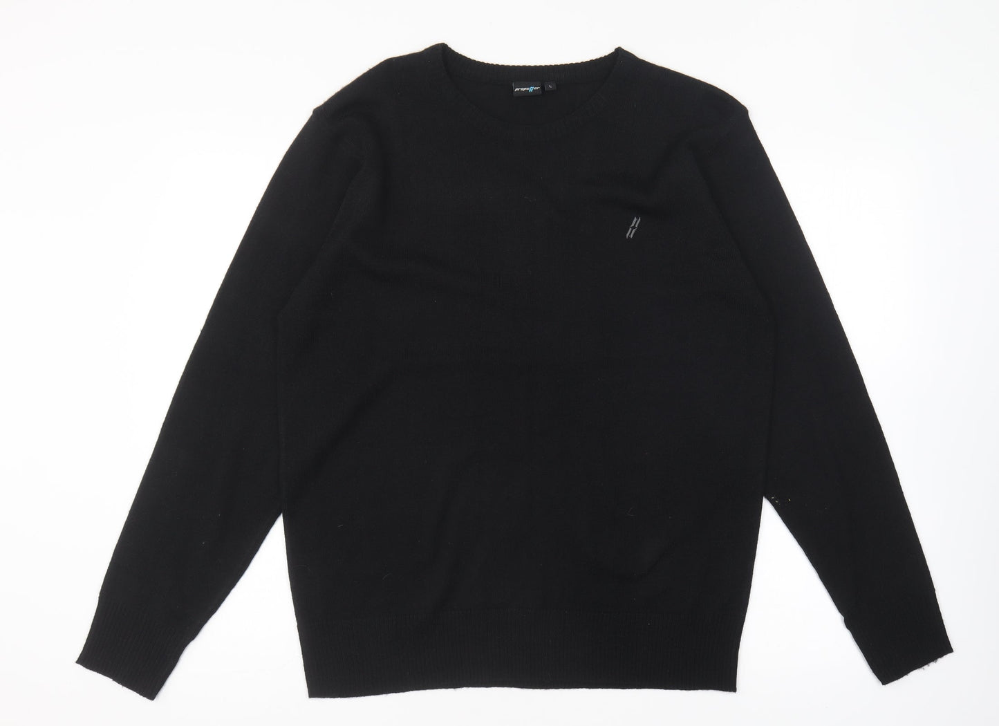 Propeller Mens Black Round Neck Acrylic Pullover Jumper Size L