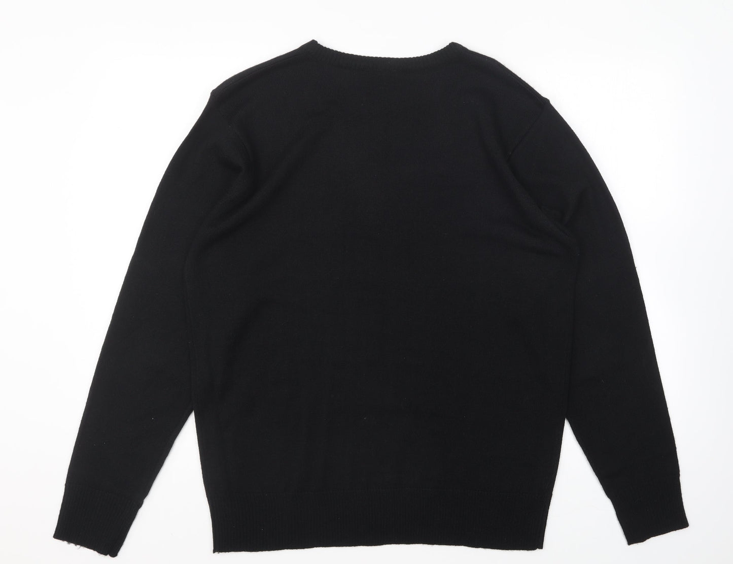 Propeller Mens Black Round Neck Acrylic Pullover Jumper Size L