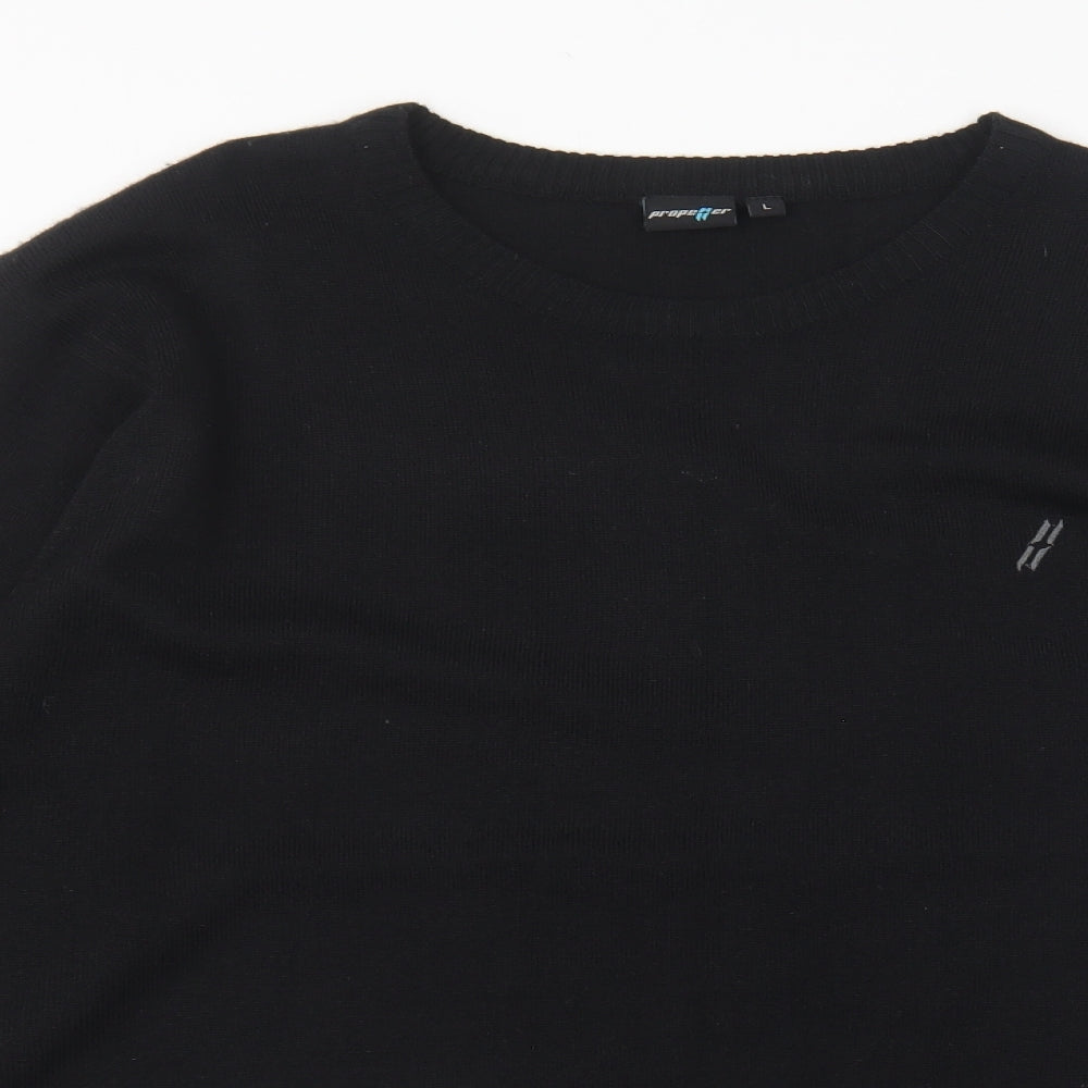 Propeller Mens Black Round Neck Acrylic Pullover Jumper Size L