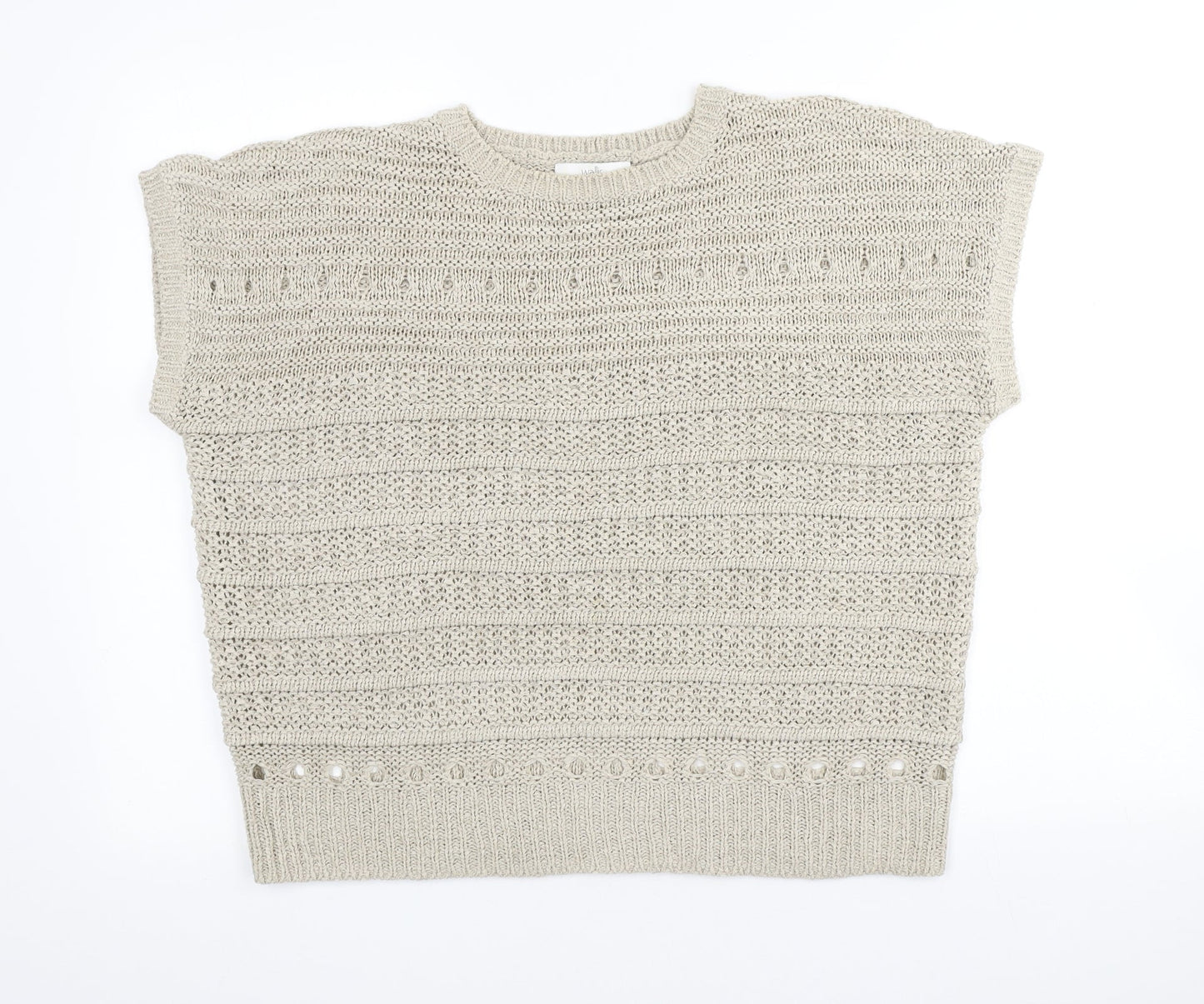 Wallis Womens Beige Crew Neck Polyester Pullover Jumper Size M