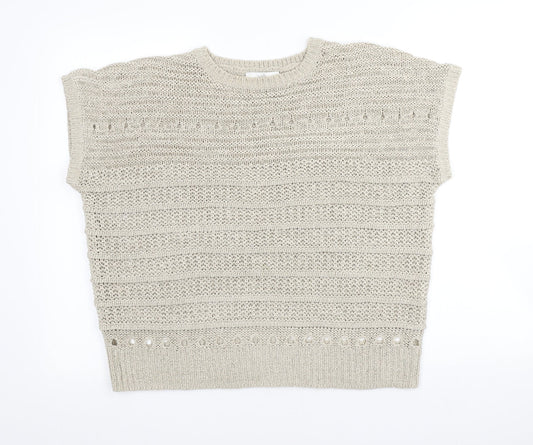 Wallis Womens Beige Crew Neck Polyester Pullover Jumper Size M