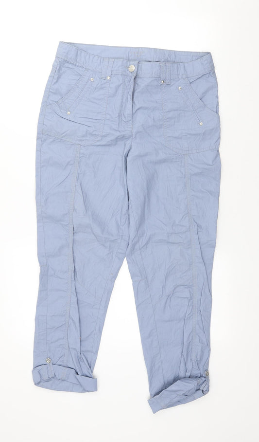 Canda Womens Blue Cotton Trousers Size 8 L24 in Regular