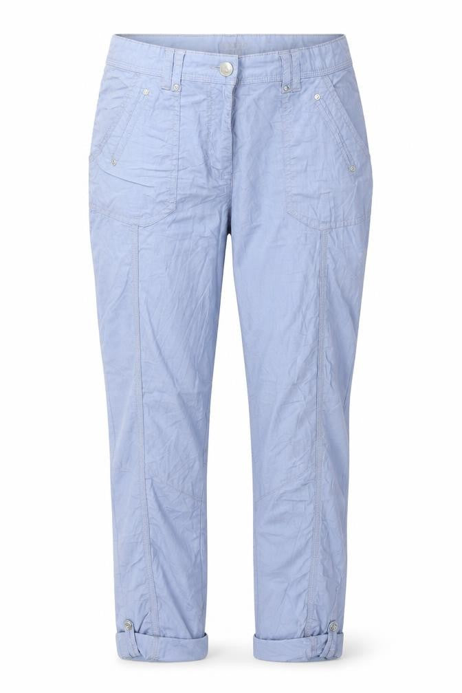 Canda Womens Blue Cotton Trousers Size 8 L24 in Regular