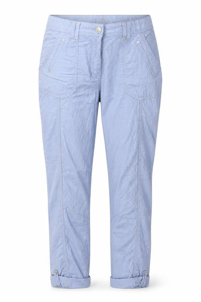 Canda Womens Blue Cotton Trousers Size 8 L24 in Regular