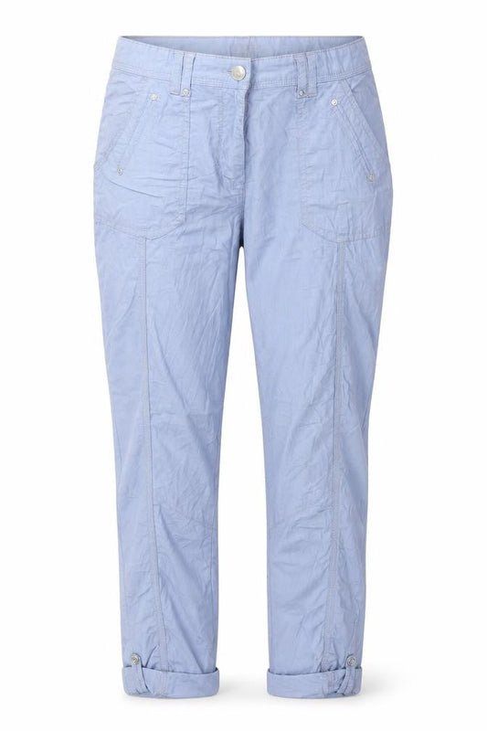 Canda Womens Blue Cotton Trousers Size 8 L24 in Regular