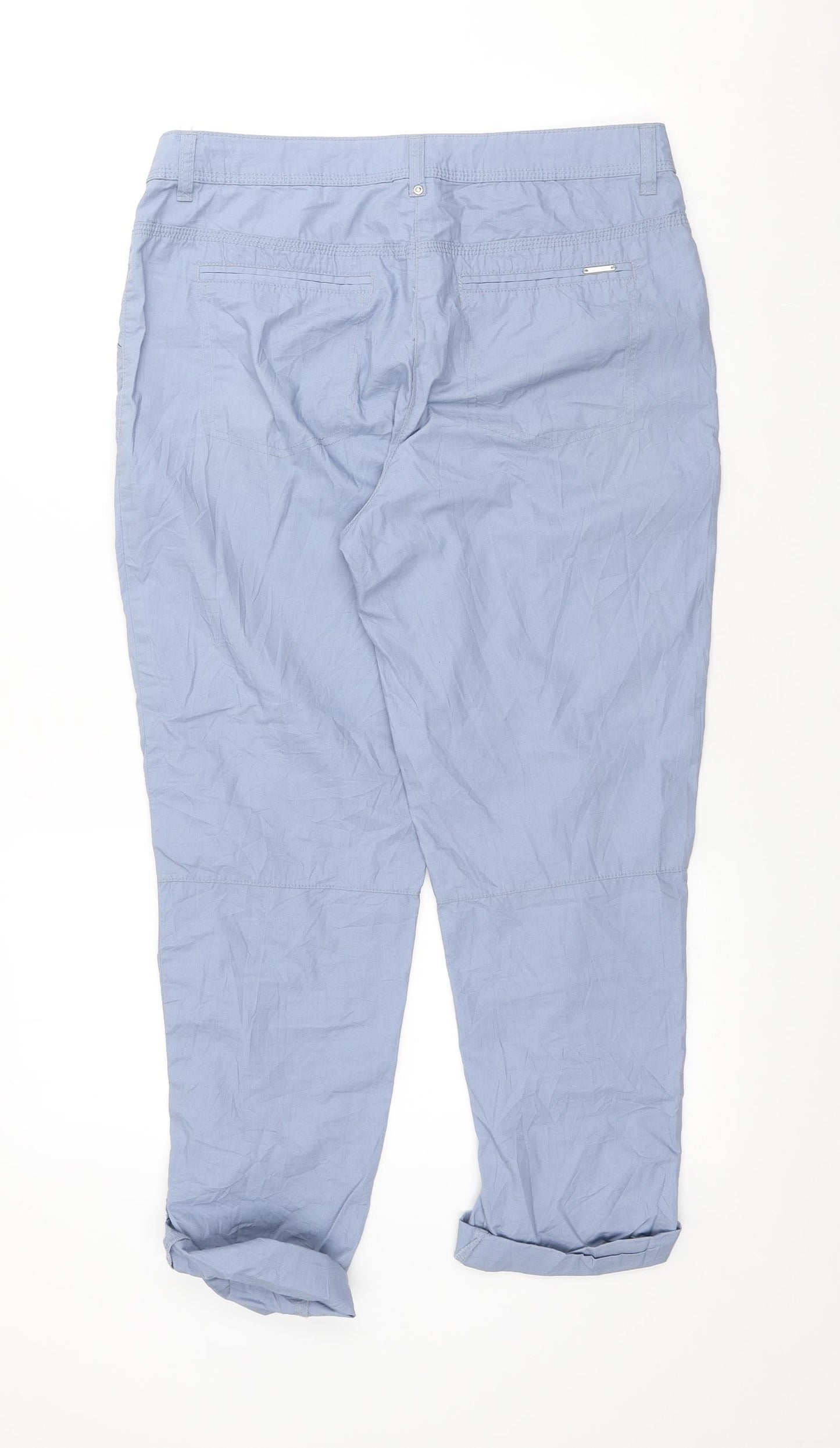 Canda Womens Blue Cotton Trousers Size 8 L24 in Regular