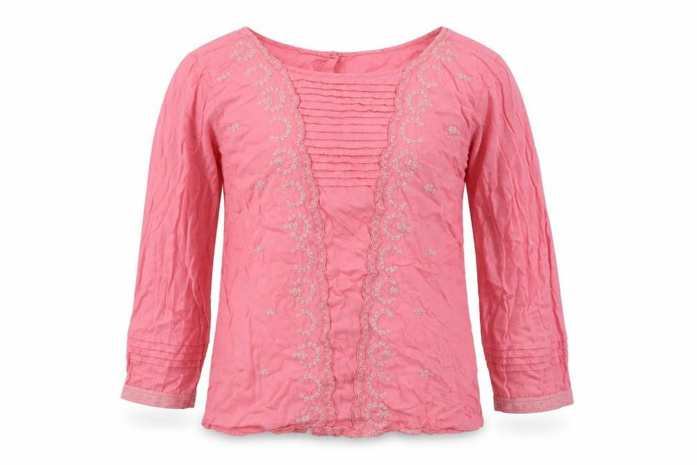 VERO MODA Womens Pink Geometric Viscose Basic Button-Up Size XS Round Neck