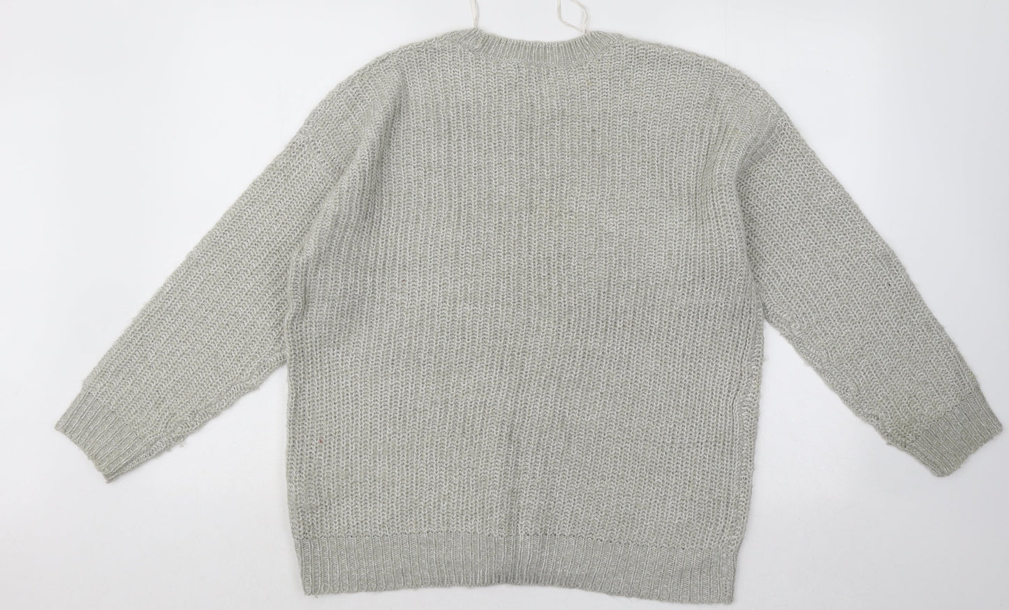 New Look Womens Green Round Neck Acrylic Pullover Jumper Size S