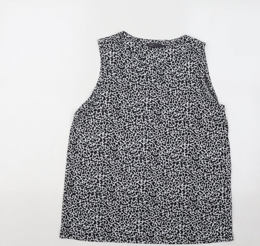 Marks and Spencer Womens Black Animal Print Polyester Basic Tank Size 10 Round Neck