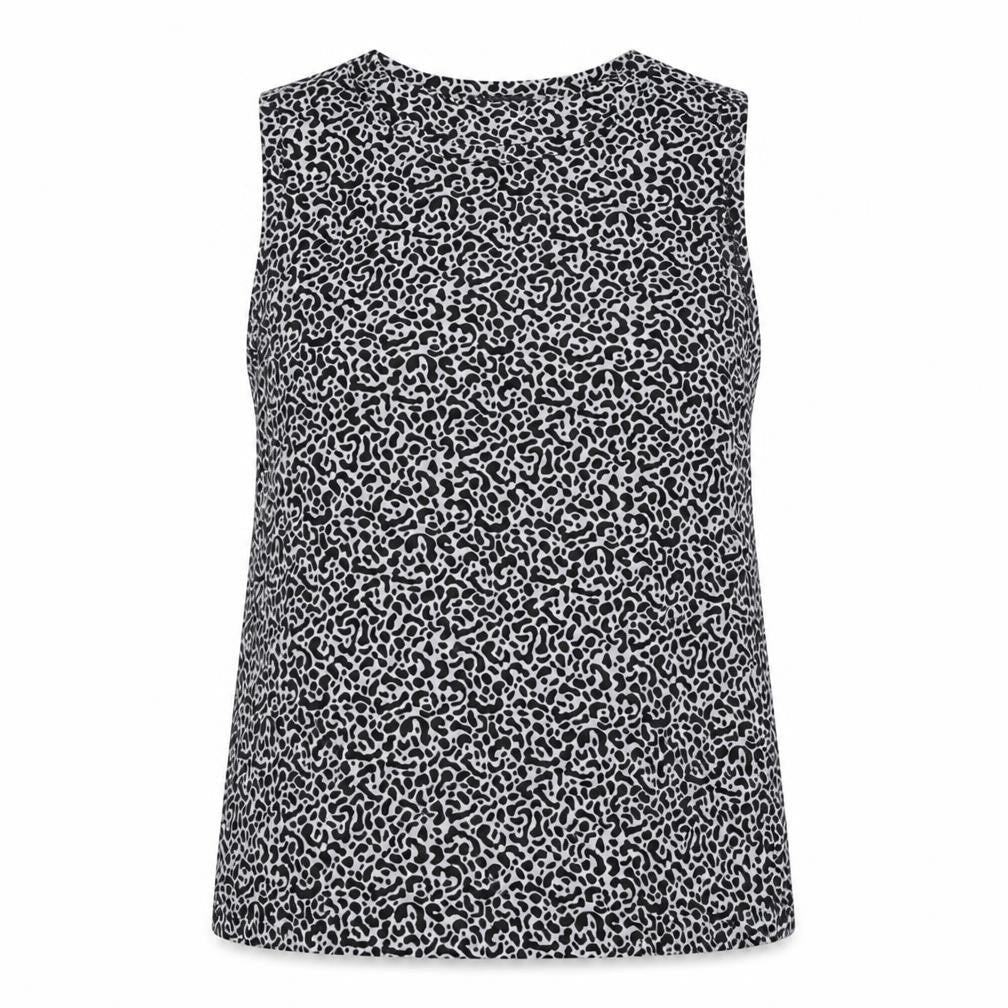 Marks & Spencer Womens Black Animal Print Polyester Basic Tank Size 10 Round Neck