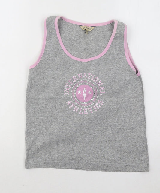 Atmosphere Womens Grey Cotton Basic Tank Size 14 Round Neck Pullover - International Athletics