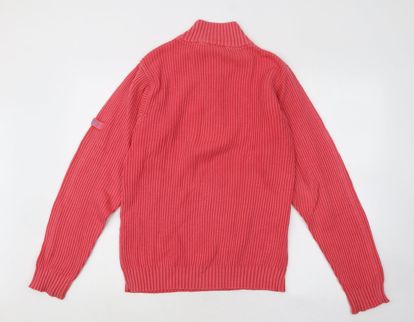 McGregor Womens Pink Mock Neck Striped Cotton Pullover Jumper Size S - Ribbed