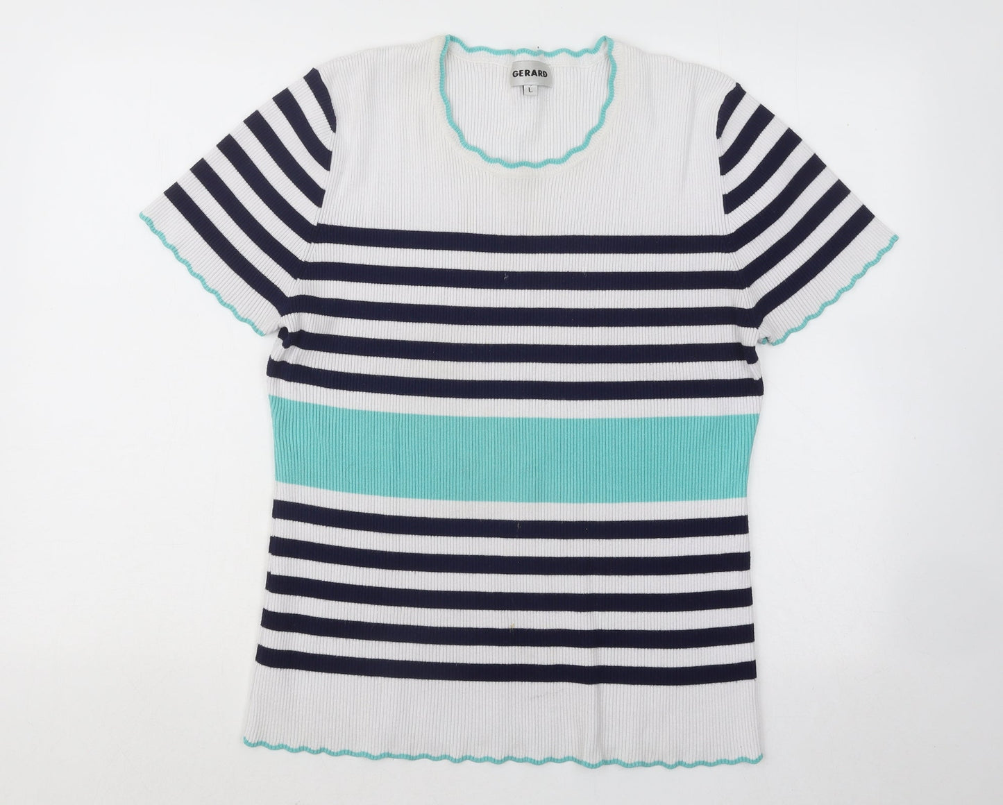 Gerard Womens Multicoloured Round Neck Striped Viscose Pullover Jumper Size L
