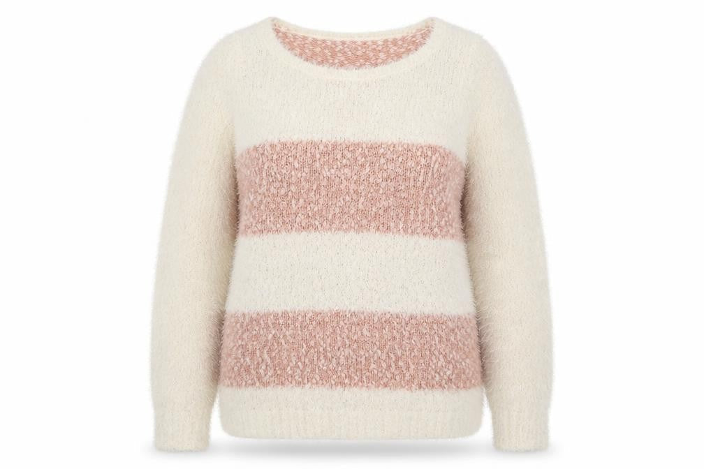 F&F Womens White Boat Neck Striped Polyester Pullover Jumper Size 8