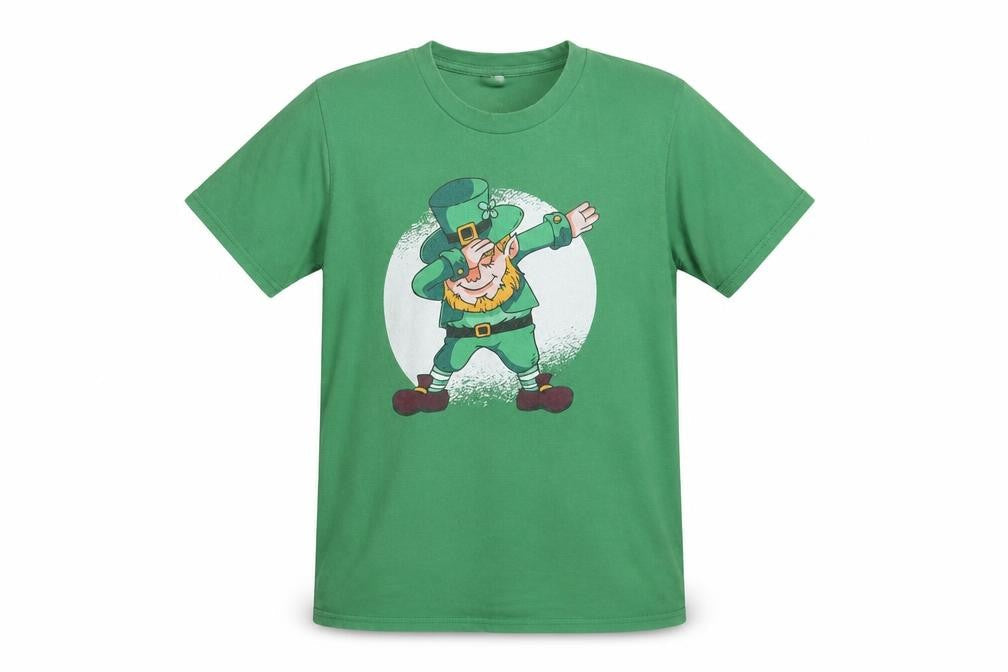 Port & Company Boys Green Cotton Pullover T-Shirt Size 11-12 Years Crew Neck Pullover - Leprechaun