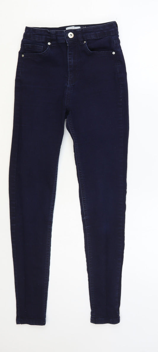 Savida Womens Blue Cotton Skinny Jeans Size 8 L27 in Regular Button