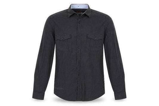 River Island Mens Black Striped Cotton Button-Up Size S Collared Button