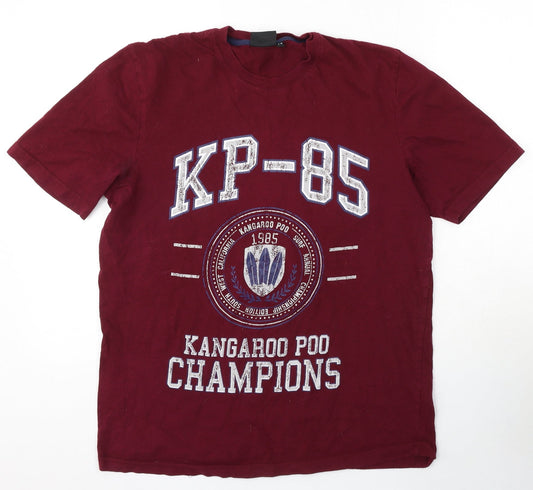 Kangaroo Poo Mens Red Cotton T-Shirt Size M Round Neck