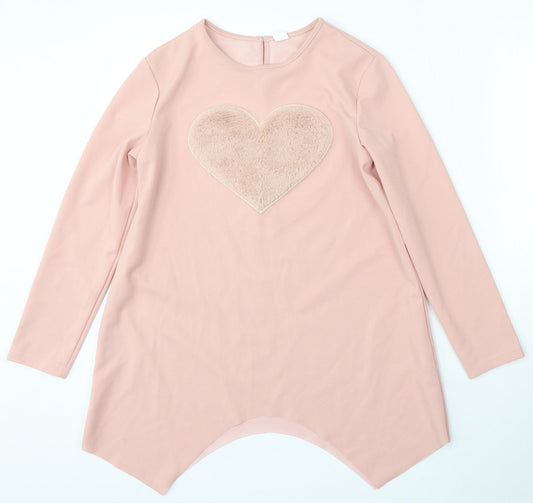 SheIn Girls Purple Polyester Basic Blouse Size 12-13 Years Round Neck - Heart