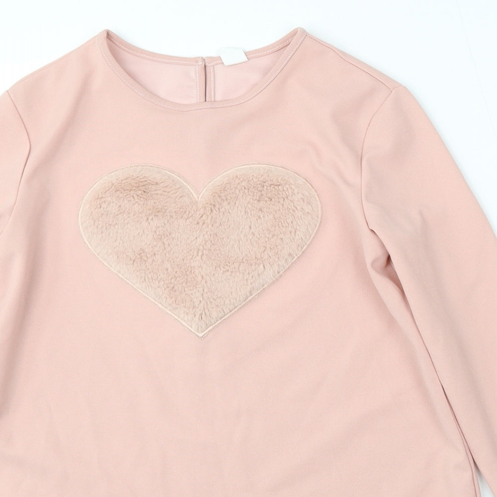 SheIn Girls Purple Polyester Basic Blouse Size 12-13 Years Round Neck - Heart