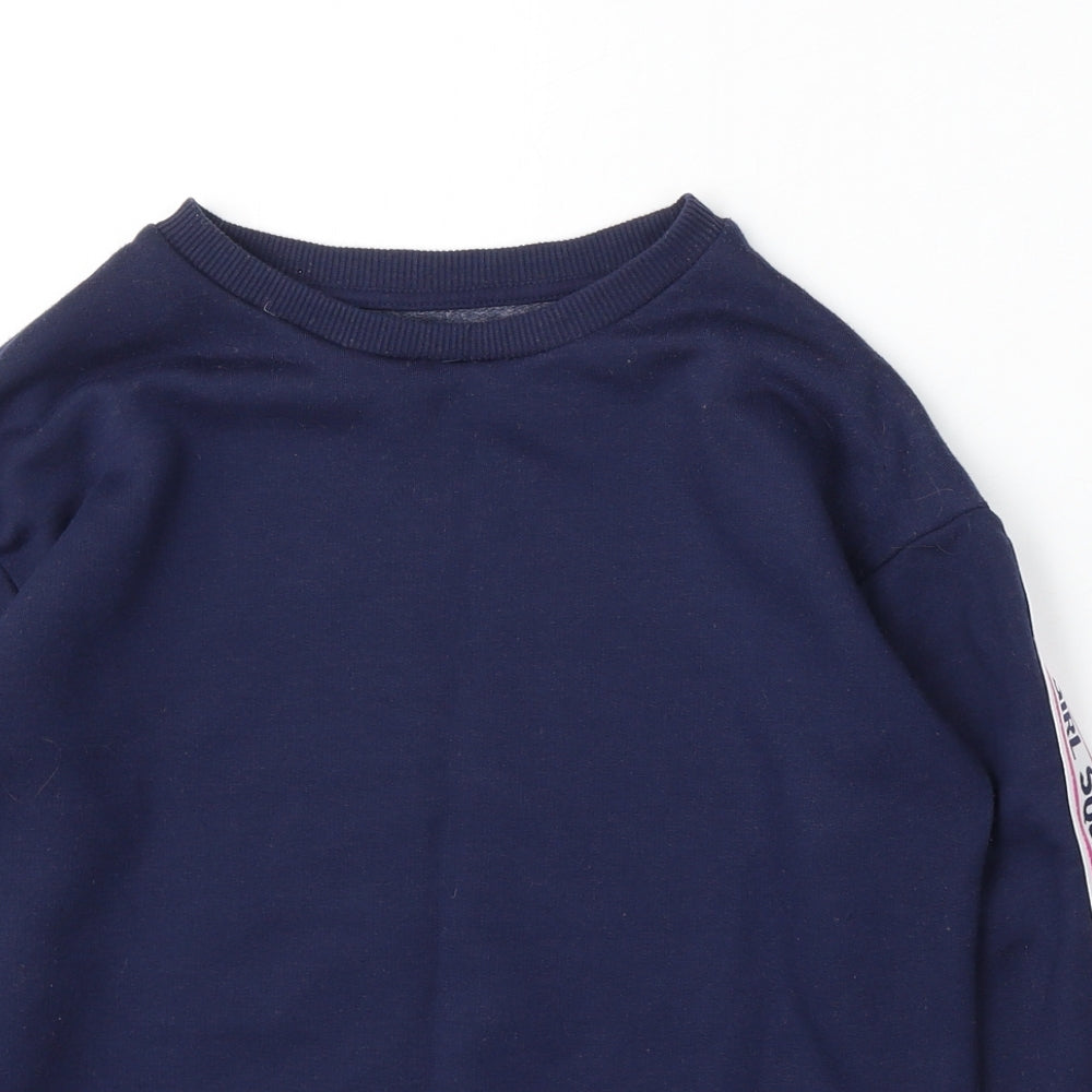 Dunnes Girls Blue Cotton Pullover Sweatshirt Size 12 Years - Girl Squad