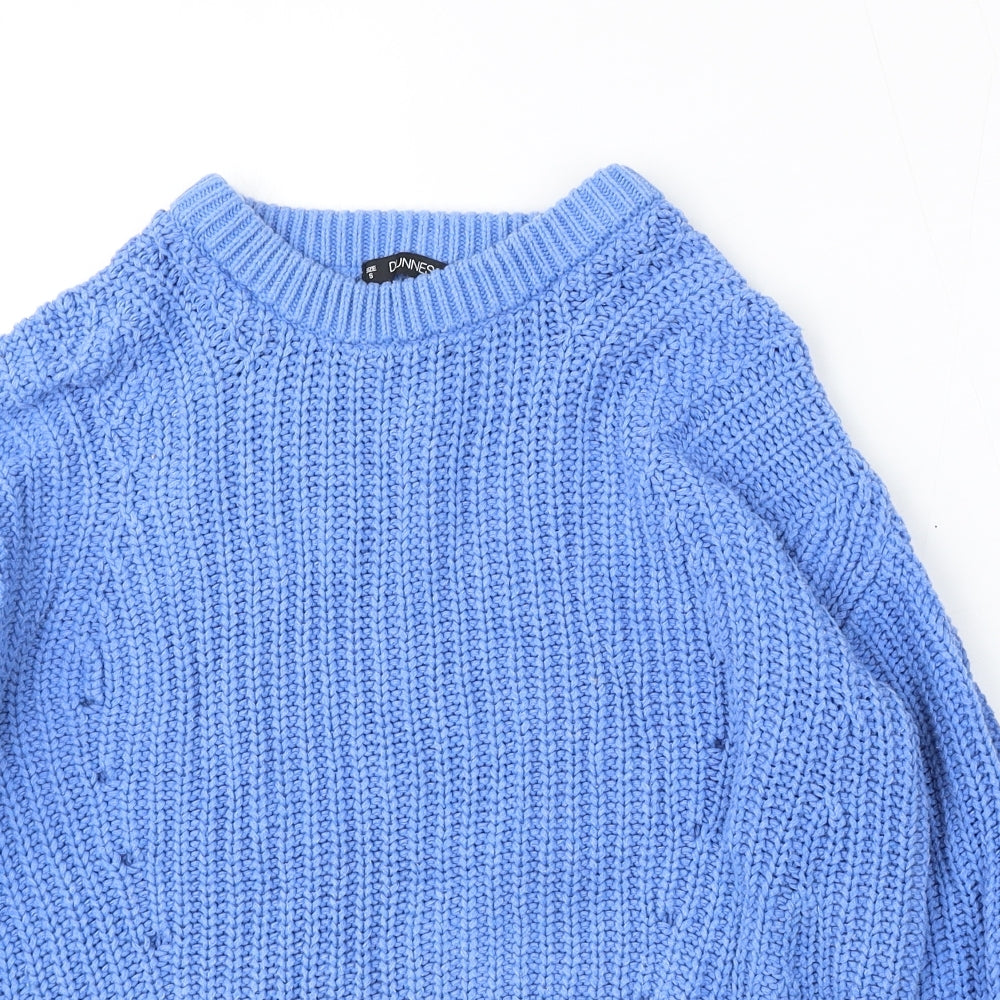 Dunnes Stores Womens Blue Round Neck Cotton Pullover Jumper Size S
