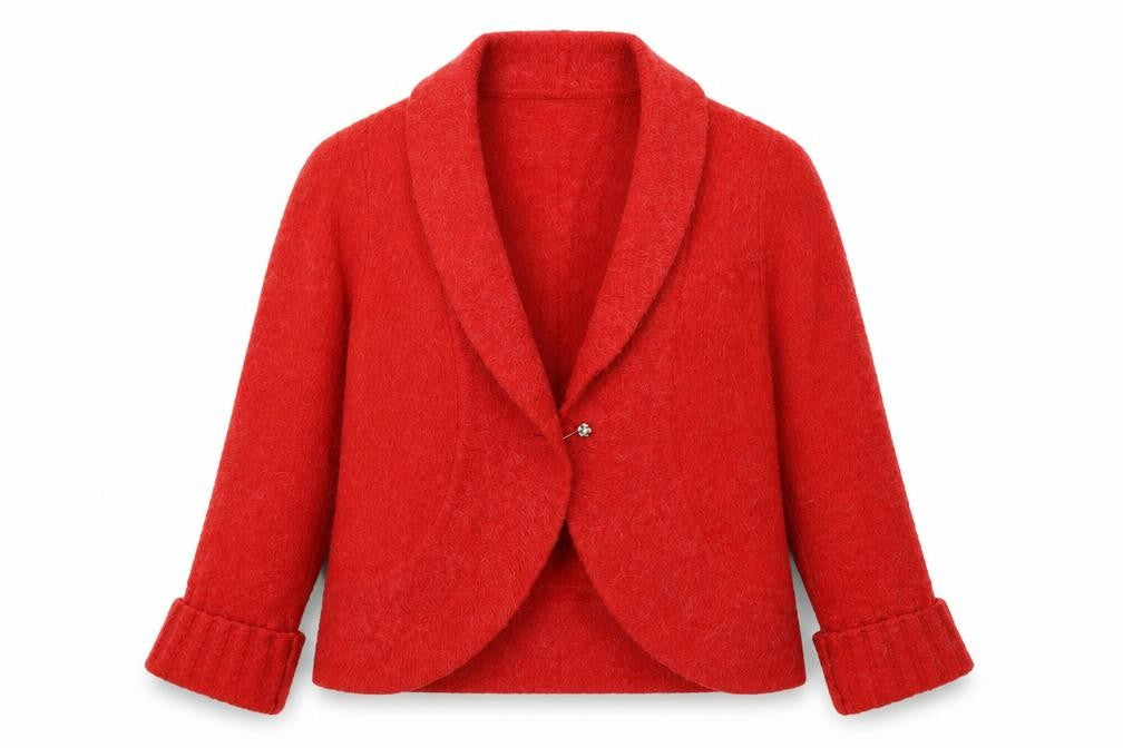 Inwear Womens Red V-Neck Nylon Cardigan Jumper Size S