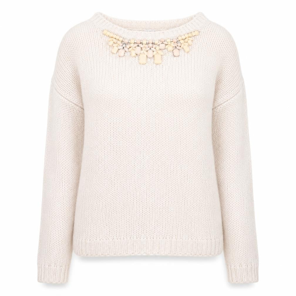 New Look Womens Beige Round Neck Acrylic Pullover Jumper Size 14