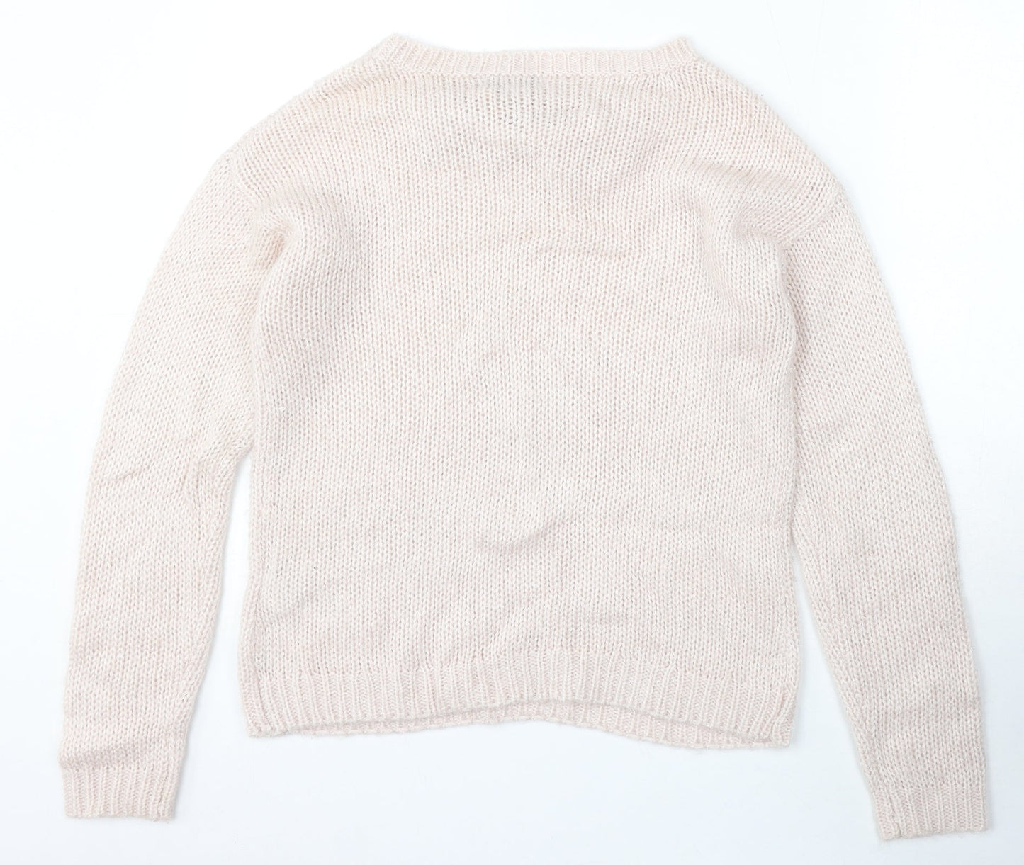 New Look Womens Beige Round Neck Acrylic Pullover Jumper Size 14