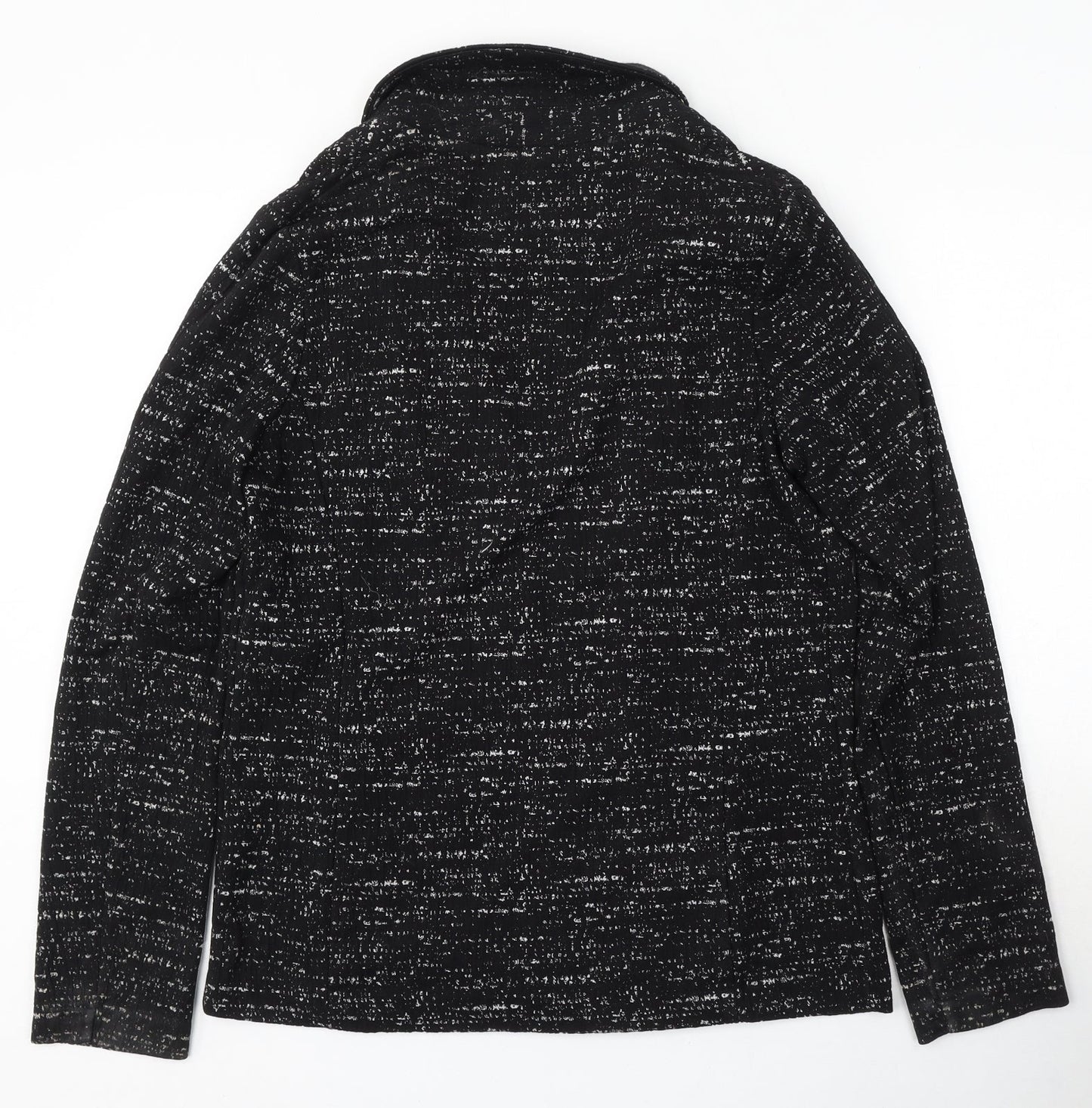 New Look Womens Black Collared Geometric Viscose Cardigan Jumper Size 12