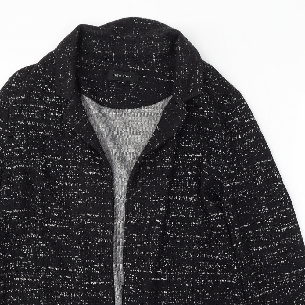 New Look Womens Black Collared Geometric Viscose Cardigan Jumper Size 12