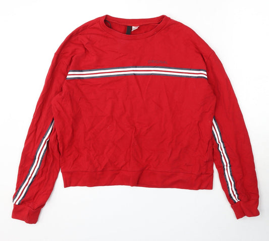 Divided by H&M Womens Red Striped Cotton Pullover Sweatshirt Size S - Original