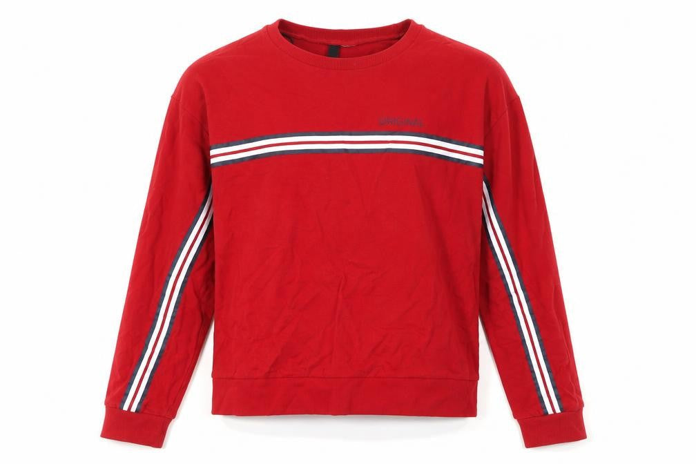 Divided by H&M Womens Red Striped Cotton Pullover Sweatshirt Size S - Original