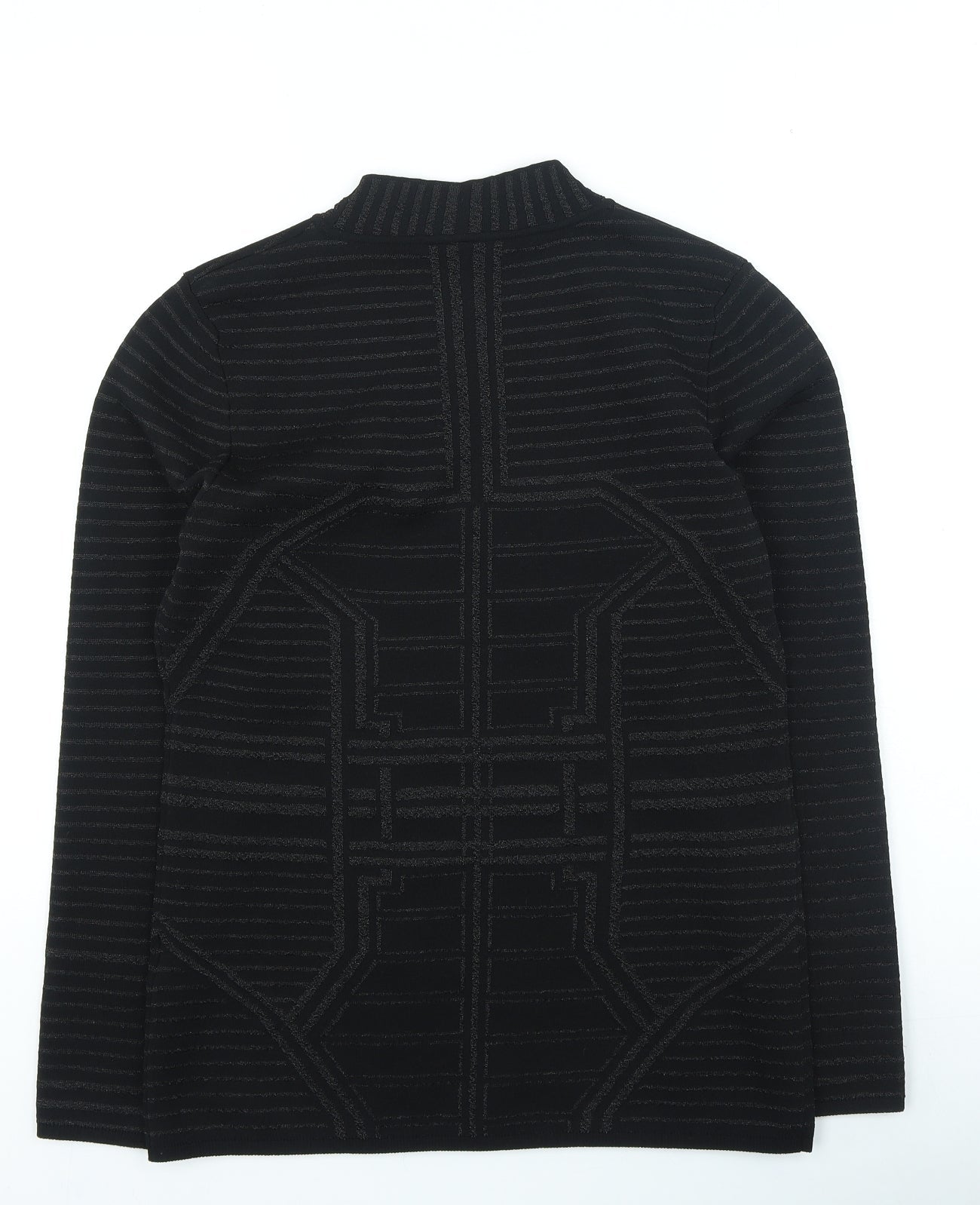 FreeQuent Womens Black High Neck Geometric Polyamide Pullover Jumper Size M