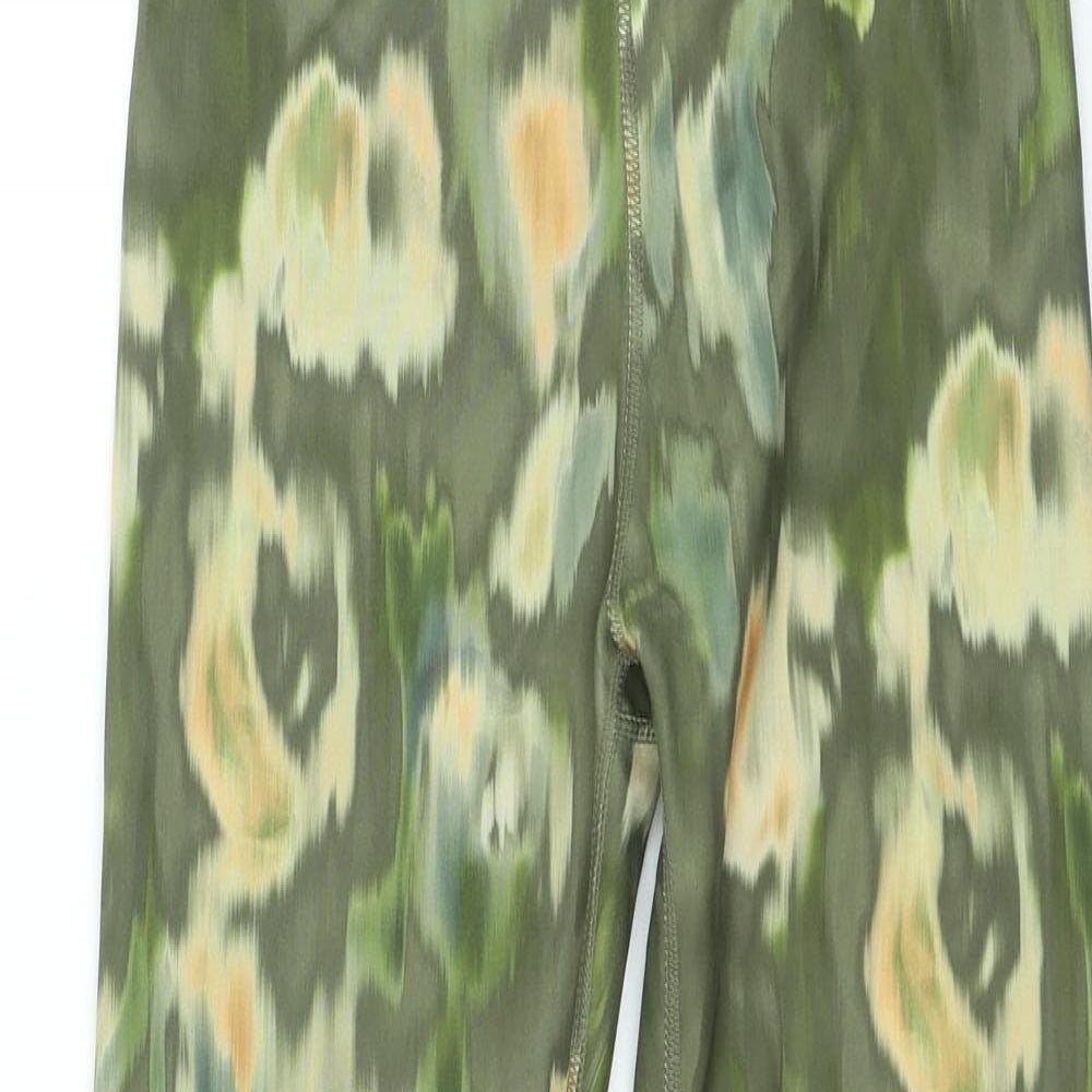 Workout Womens Green Geometric Polyester Jegging Leggings Size XS L24 in