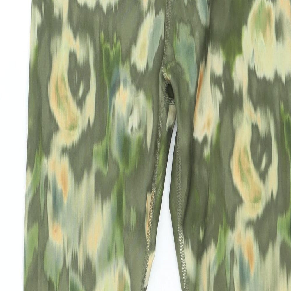 Workout Womens Green Geometric Polyester Jegging Leggings Size XS L24 in