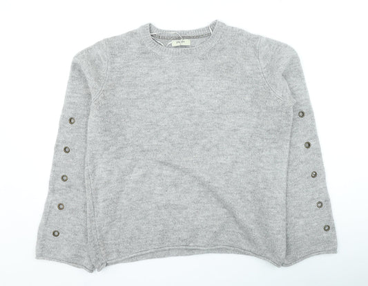Papaya Womens Grey Round Neck Acrylic Pullover Jumper Size M