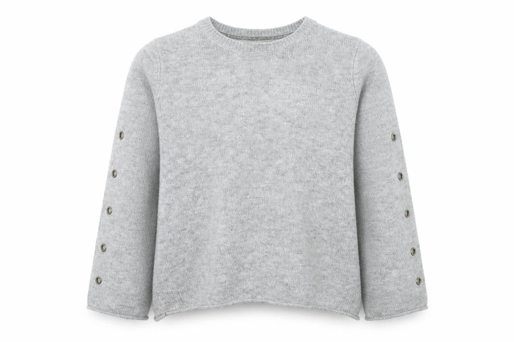 Papaya Womens Grey Round Neck Acrylic Pullover Jumper Size M