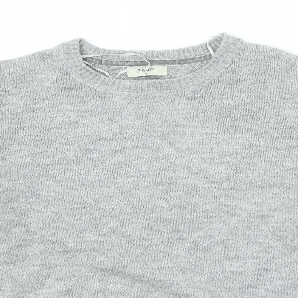 Papaya Womens Grey Round Neck Acrylic Pullover Jumper Size M
