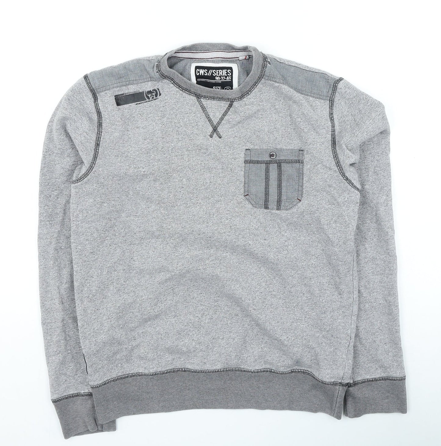 CWS Mens Grey Cotton Pullover Sweatshirt Size S