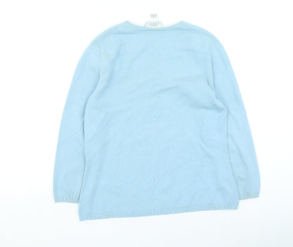 LOFT Womens Blue V-Neck Nylon Pullover Jumper Size M