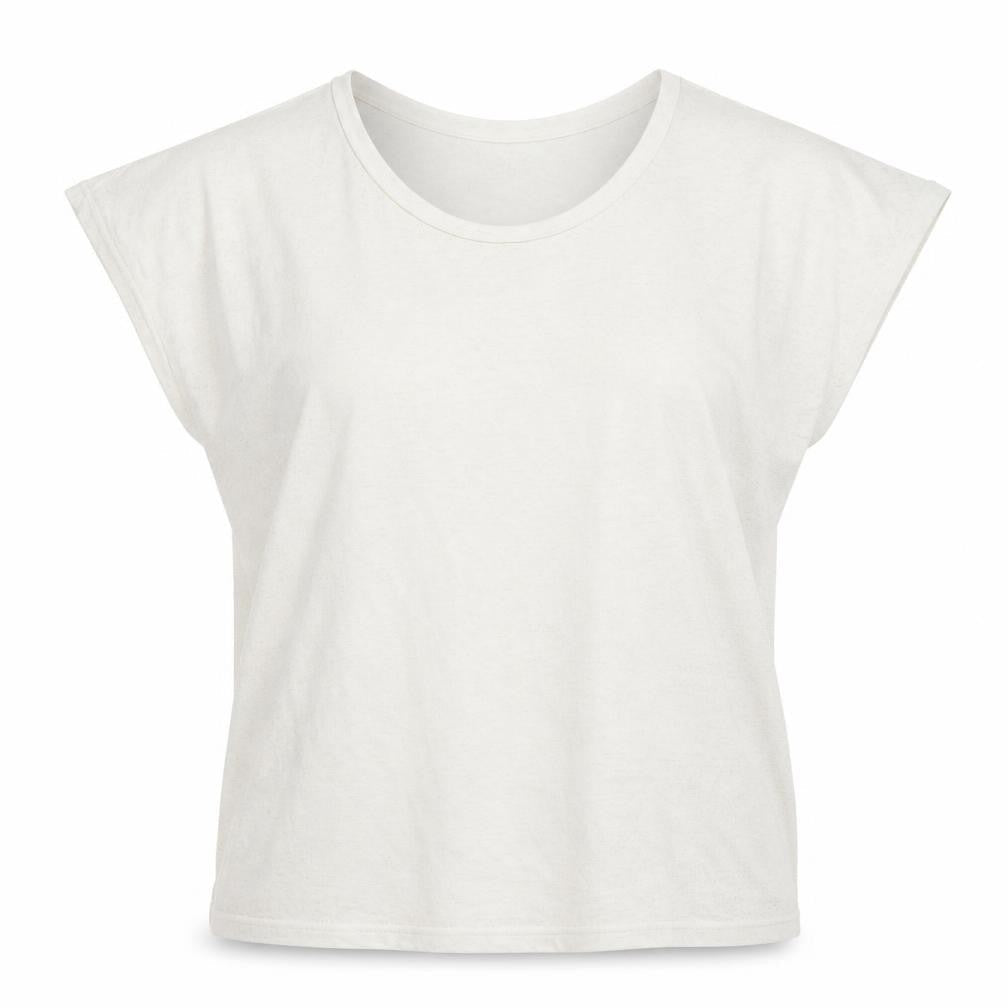 Topshop Womens Ivory Polyester Basic T-Shirt Size 6 Scoop Neck